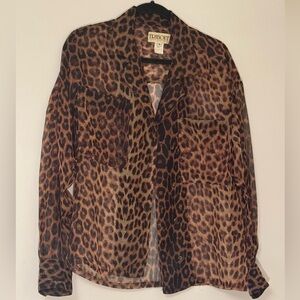 Tribout Leopard Print Button-Up Blouse
